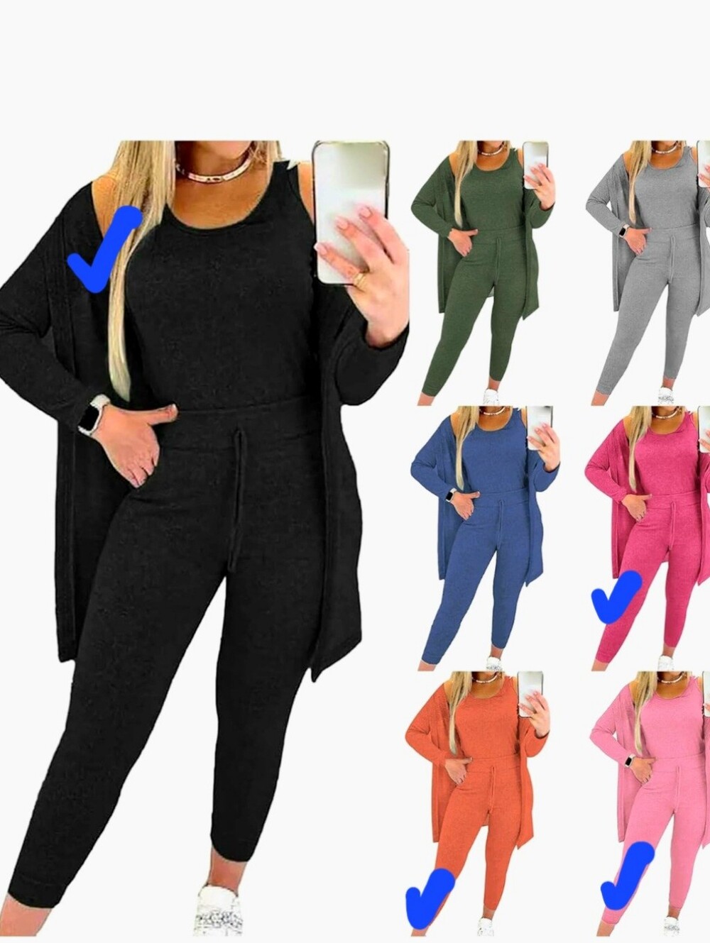 Women's 3-Piece Jogger Lounge Set in Rust Orange